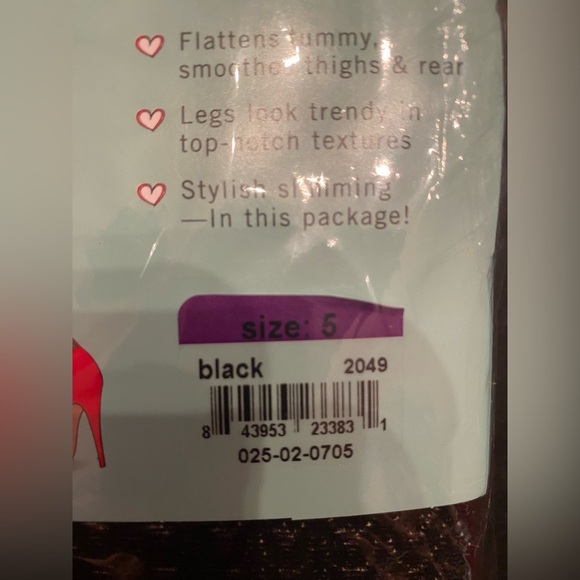 Assets by Sara Blakely 2 Pair Textured Wishbone Shaping Tights Black Size 5 - Picture 4 of 6